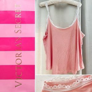 Victoria’s Secret Dainty Peach Eyelet Pajama Tank Top Size Large